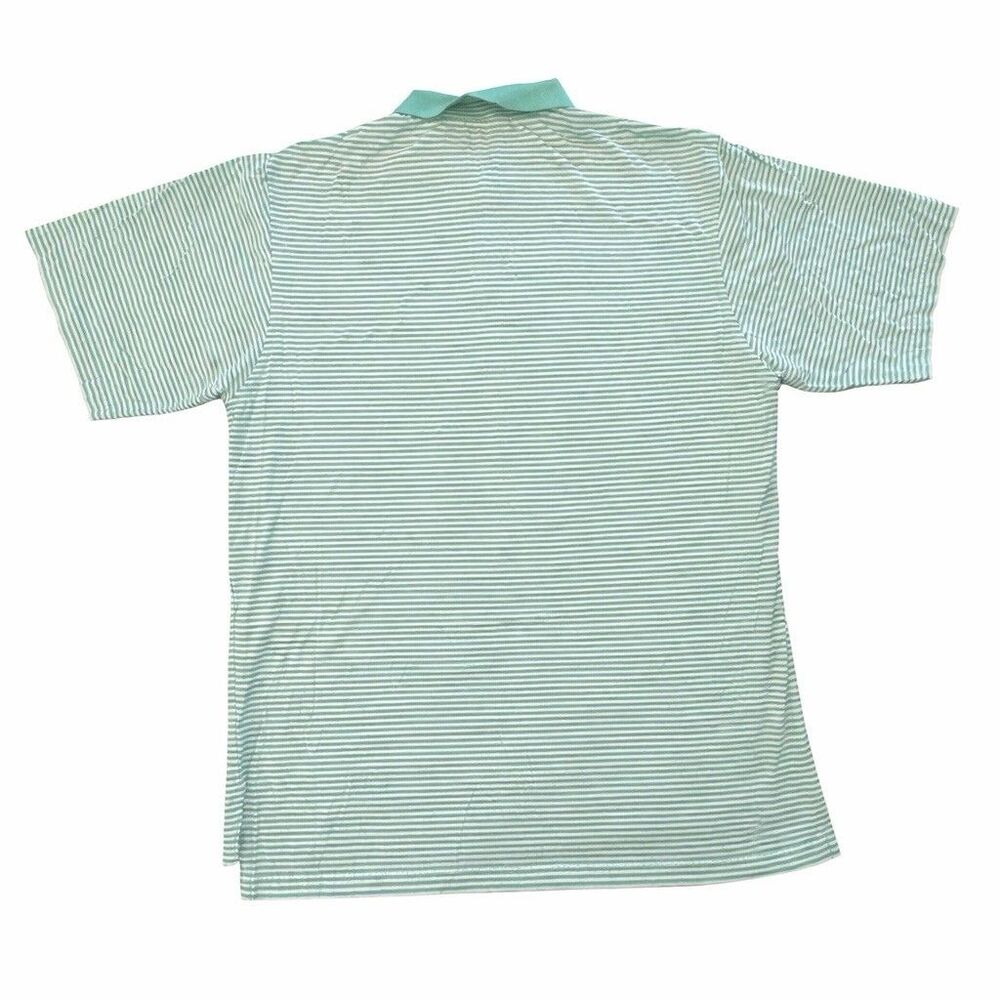 Peter Millar Polo Shirt Men’s Large Green White Stripe Golf Cotton Short Sleeve - Picture 3 of 6